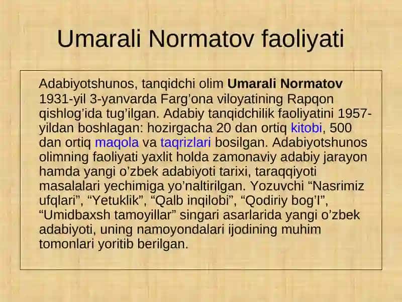 Umarali Normatov “Ijod sehri”, “Qodiriy mo’jizasi” 3
