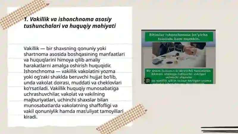 Vakillik va ishonchnoma 3