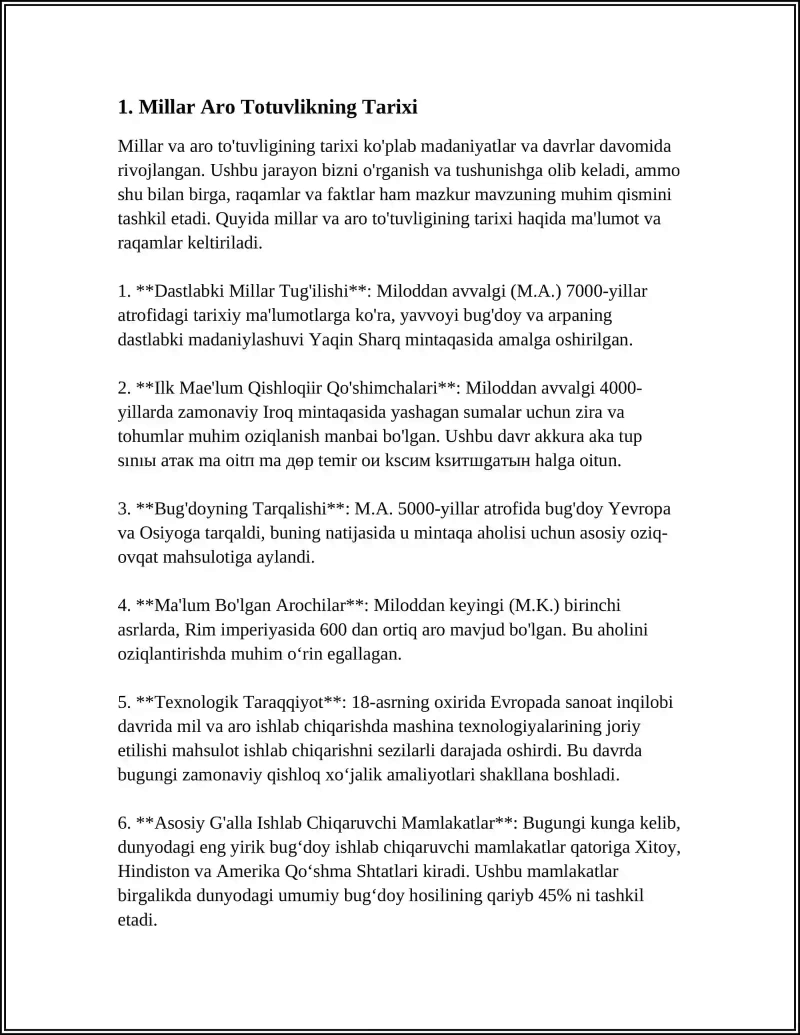 MILLAR ARO TOTUVLIK-TARAQQIYOT OMILI 3