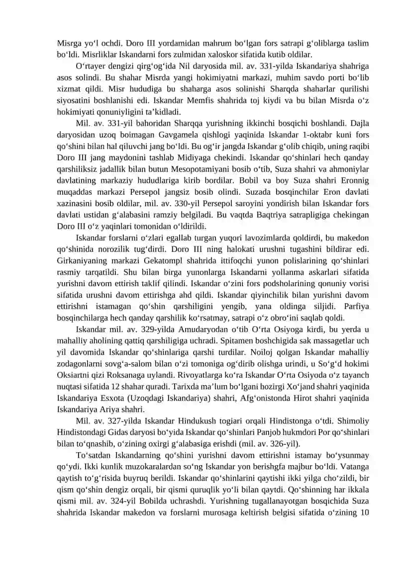 7-Ma’ruza. Aleksandr Makedonskiy saltanati. 3