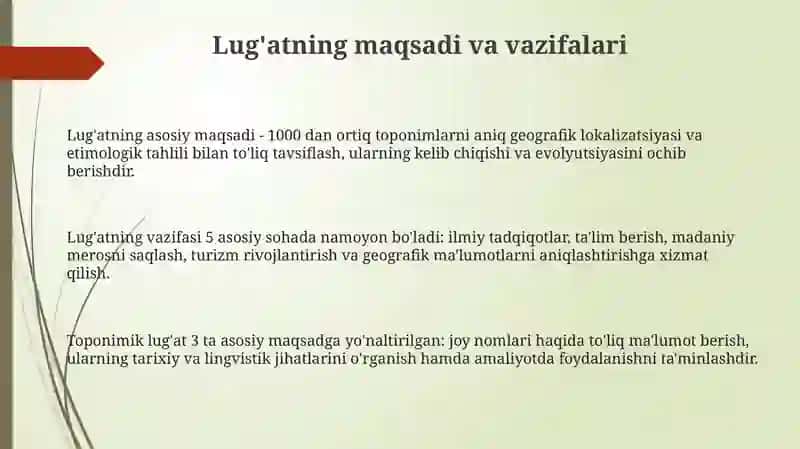 Toponimlar lug'atini yaratish tamoyillari 3