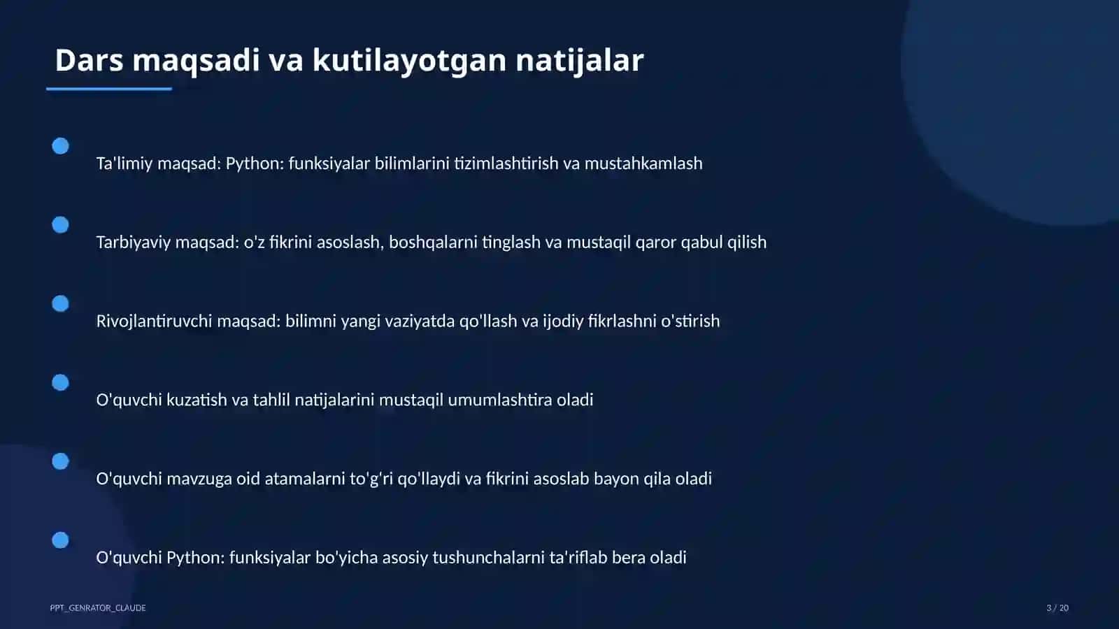 Python: funksiyalar (9-sinf) 3