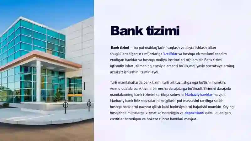 Bank tizimi taqdimot 3