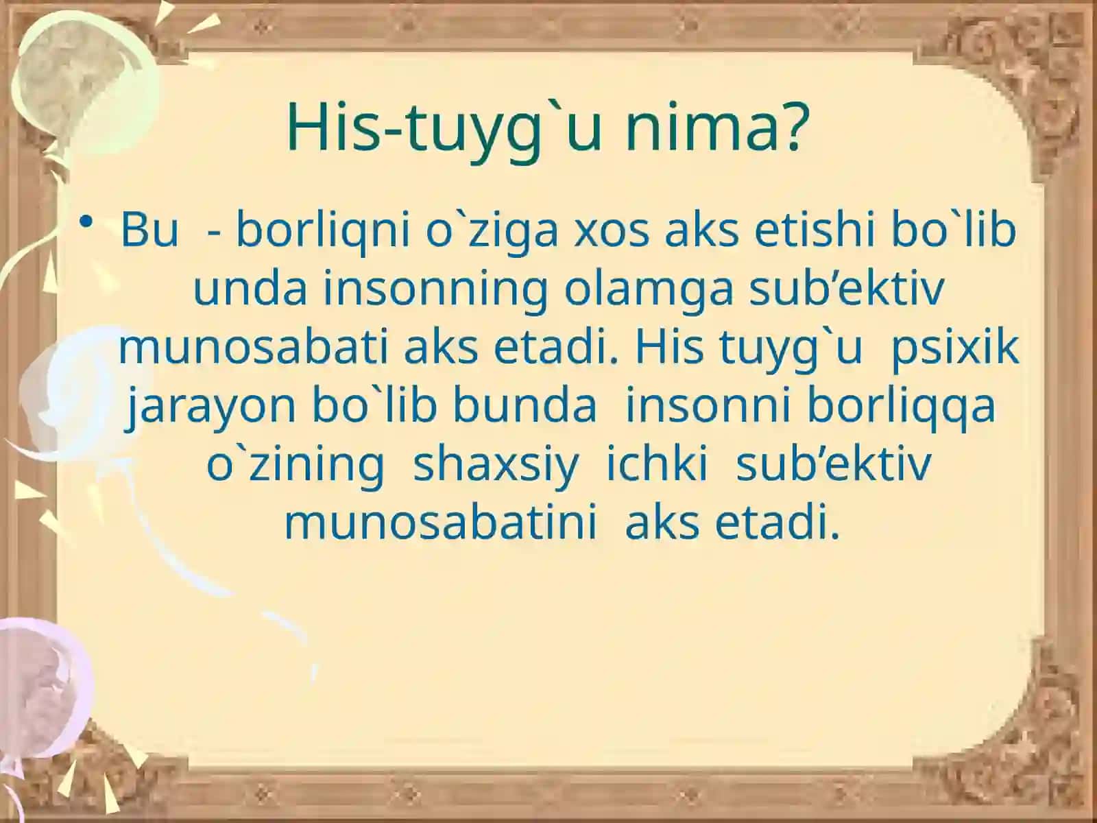 Emotsiyalar va vaziyatlardagi o'rni 3