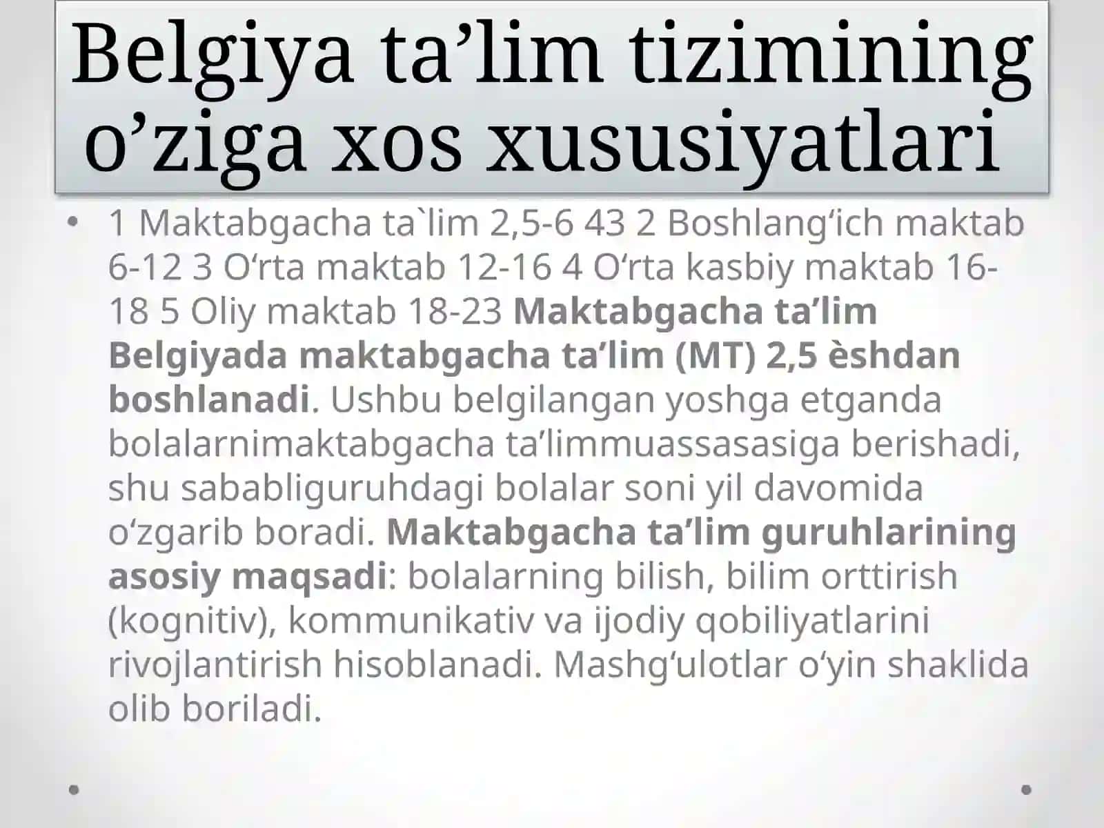 O’ZBEKISTON BELGIYA TA’LIM TIZIMINING QIYOSIYTAHLILI 3