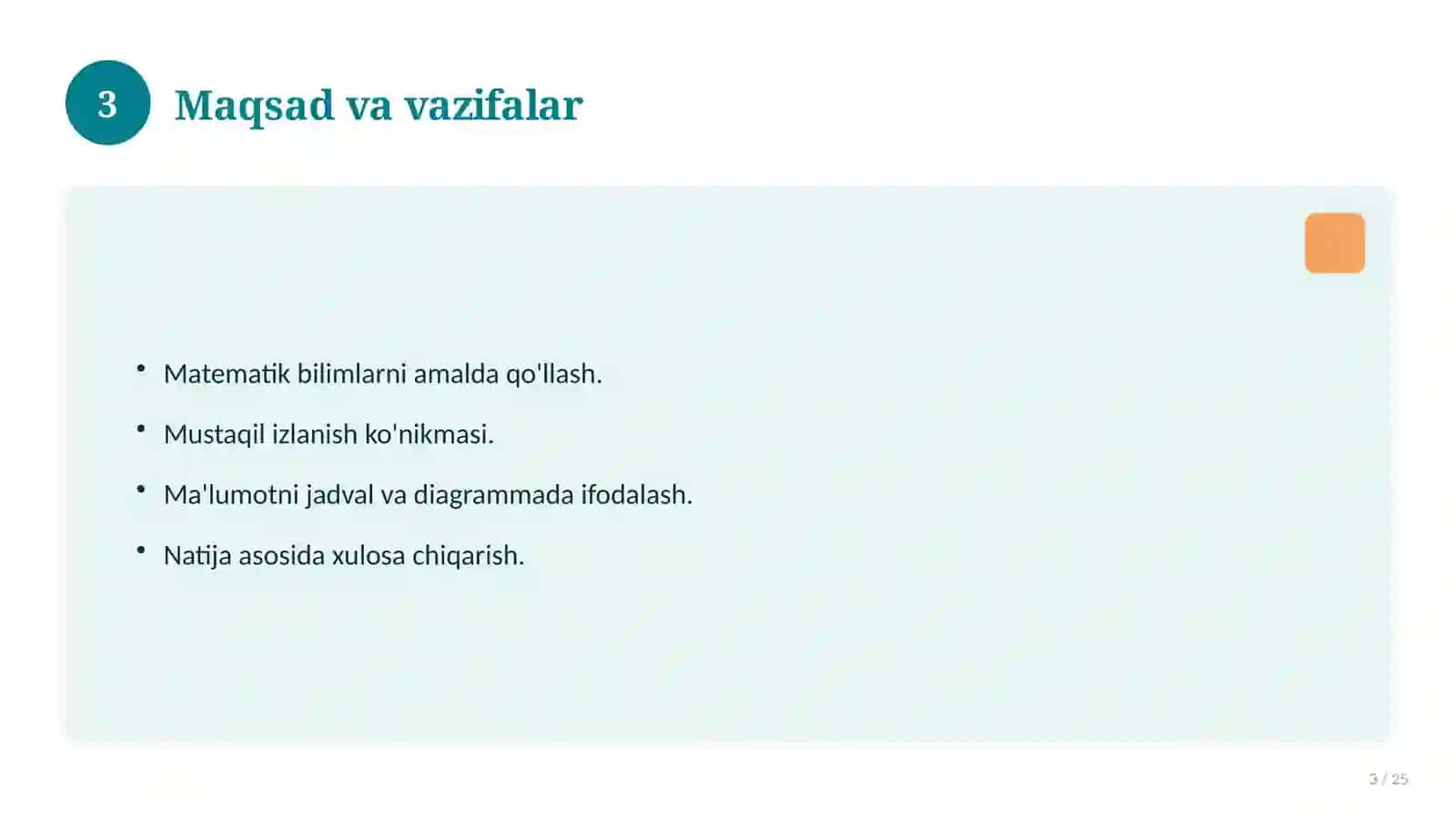 Matematika fanidan 5-sinf loyiha ishi 3