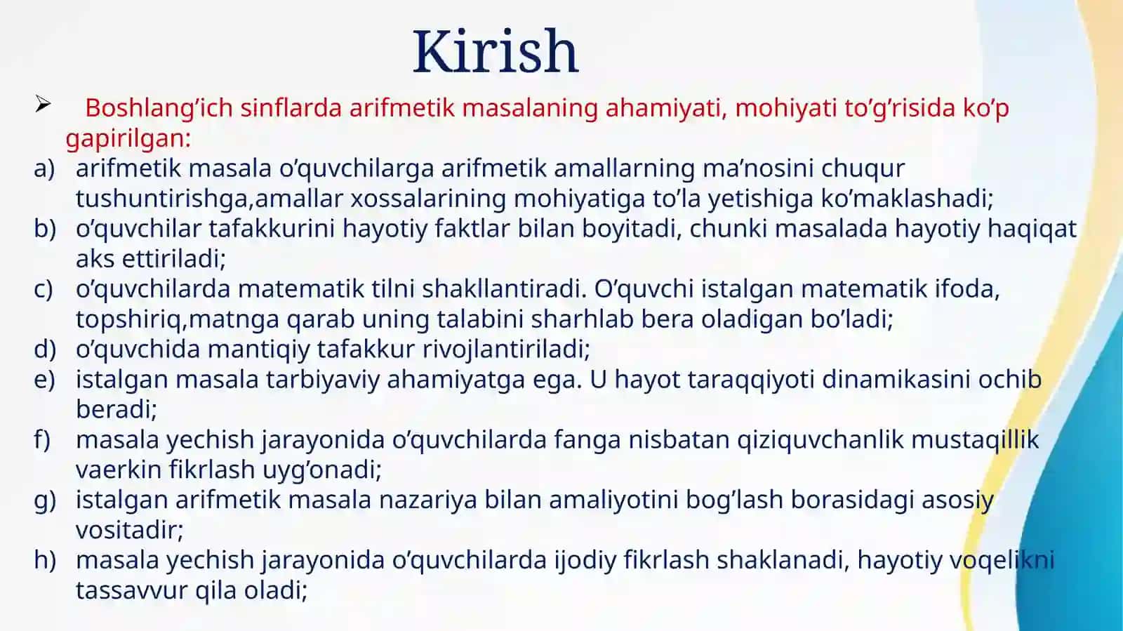 "Arifmetik amallarni o’rgatishning umumiy masalalari." 3
