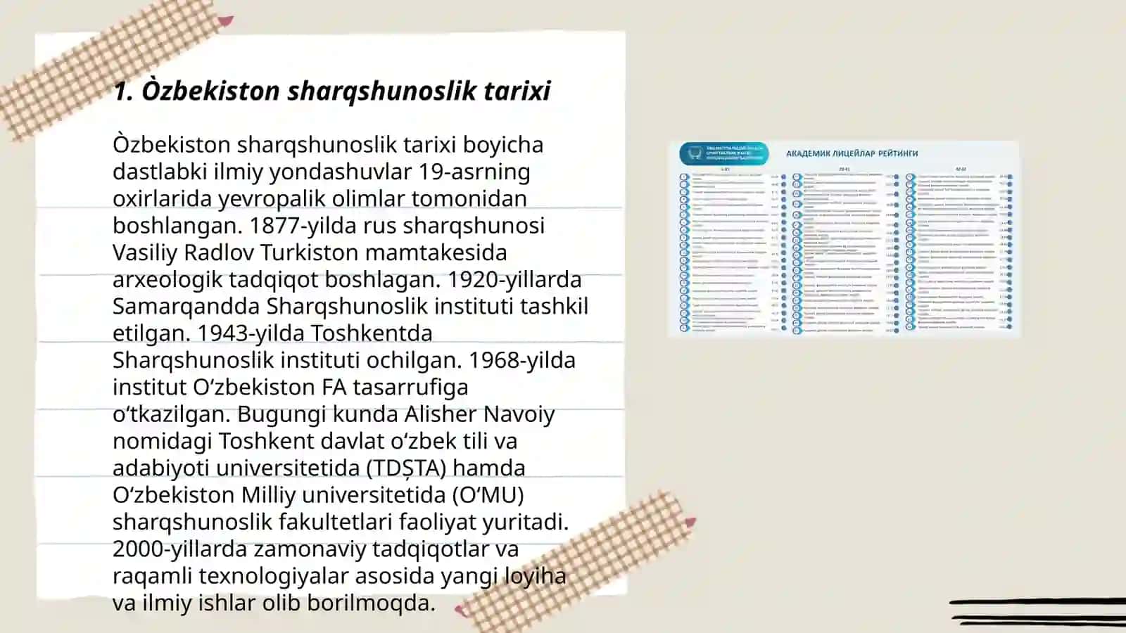 Òzbekiston sharqshunoslik tarixi 3