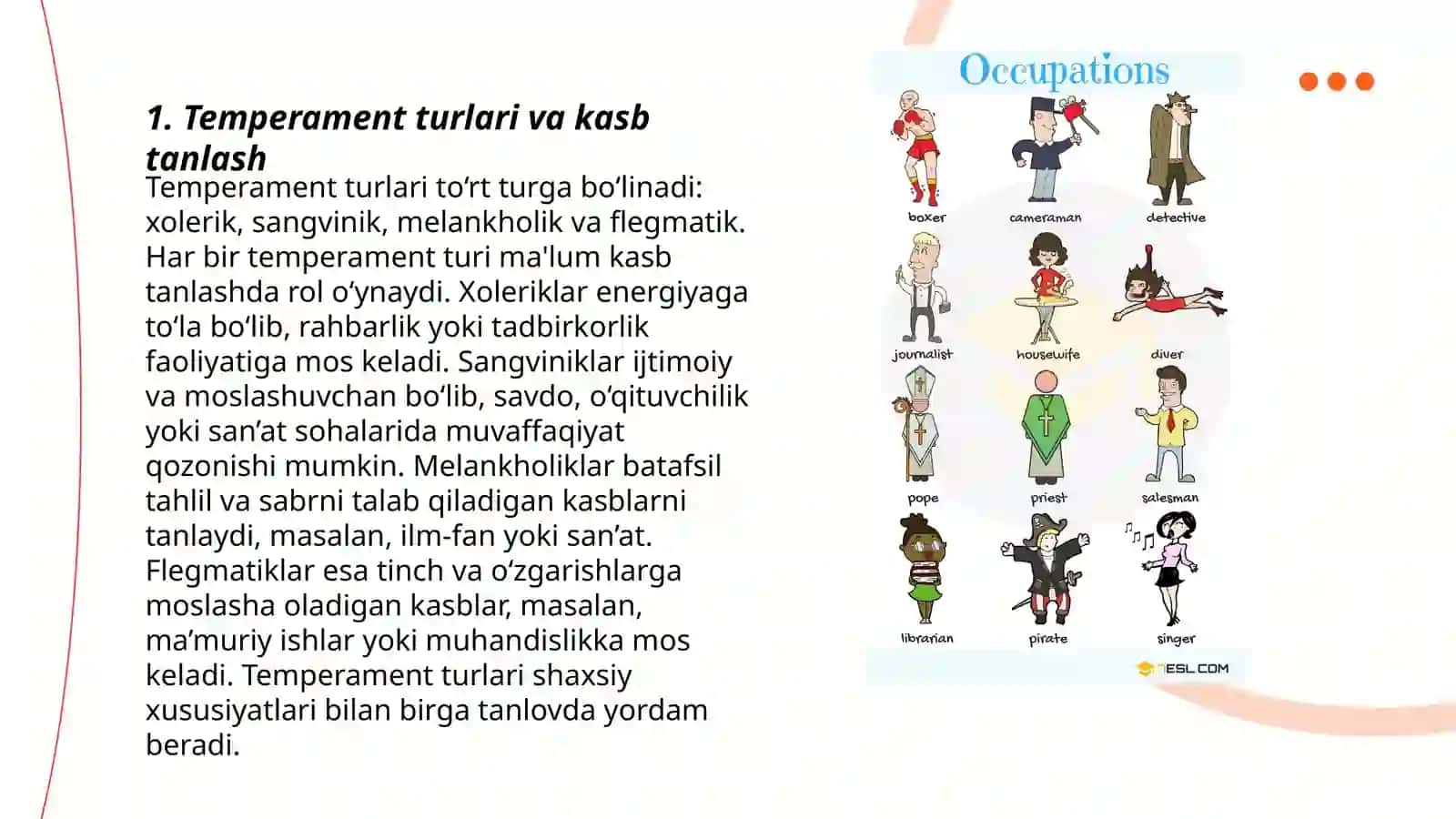Temperament va kasbni egallash 3