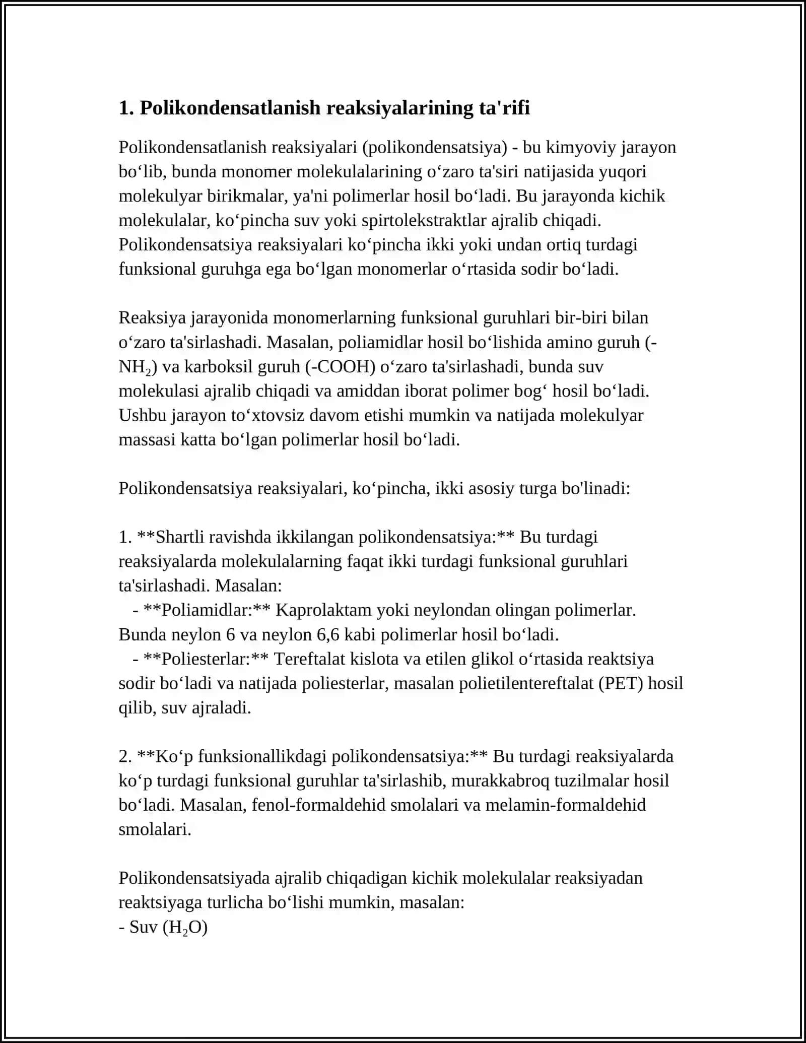 POLIKONDENSATLANISH REAKSIYALARI 3