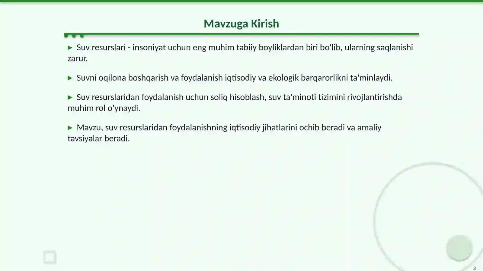 Suv Resurslaridan Foydalanish: Soliq Hisoblash 3