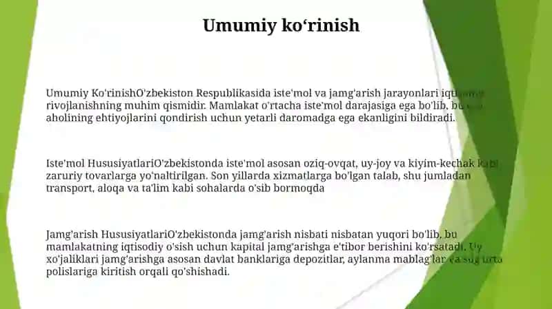 Iste'mol va Jamg'arish Jarayonlari 3