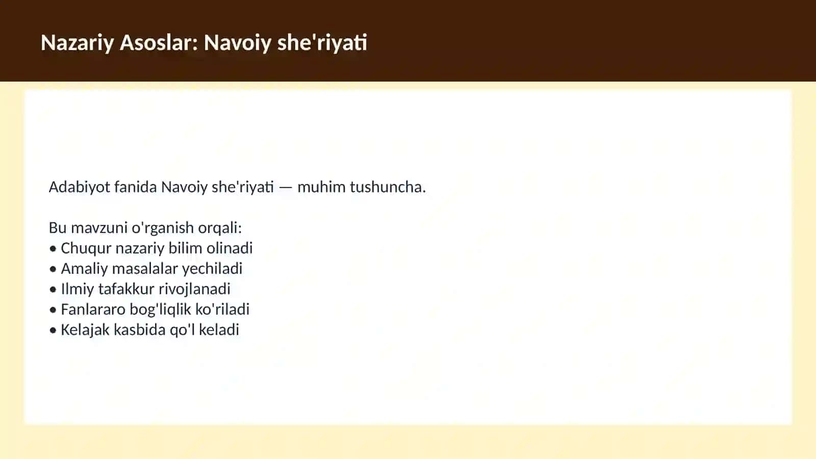 Xamsa dostoni O'qituvchilar va talabalar uchun dars ishlanma 3