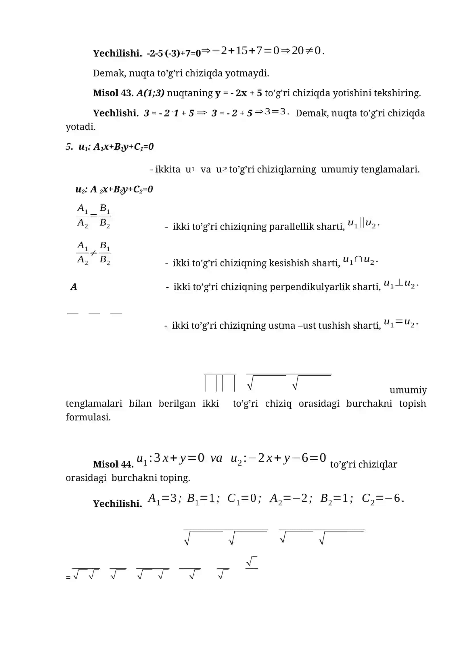 To'g'ri chiziq tenglamalari 3