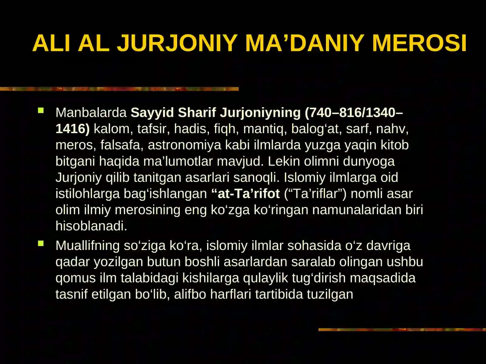 SAYYID HARIF JURJONIYVA UNING MA’DANIY MEROSI 3