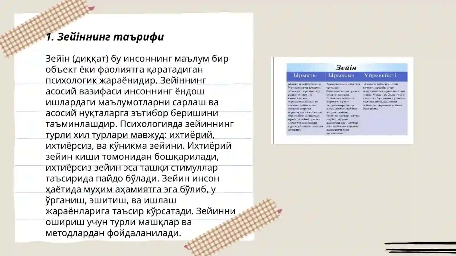 Зейіннің түрлері және оның ерекшеліктері 3