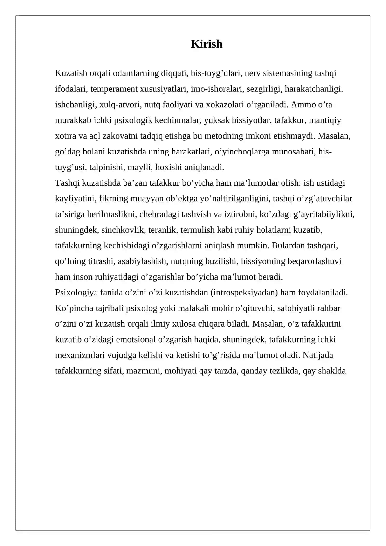Kuzatish va eksperiment rivojlanish psixologiyasining asosiy metodi asoslari 3