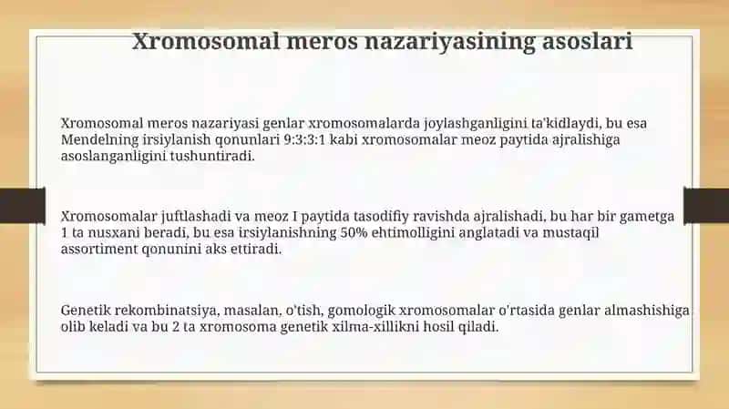 Irsiyatning xromasoma nazariyasi 3