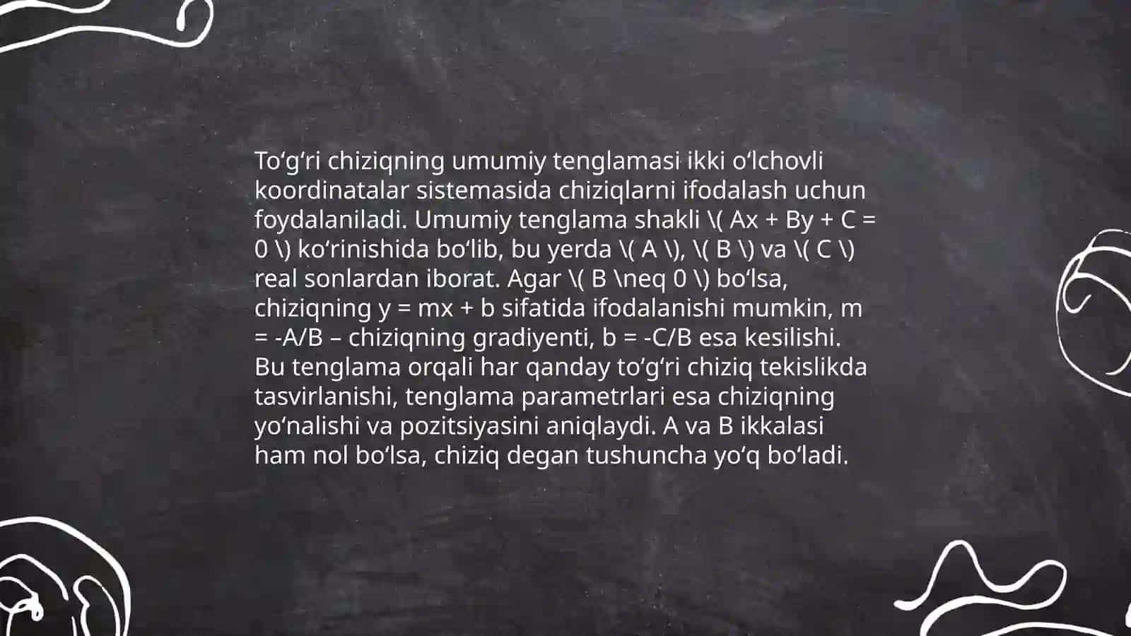 Toʻgʻri chiziqning turli tenglamalari 3