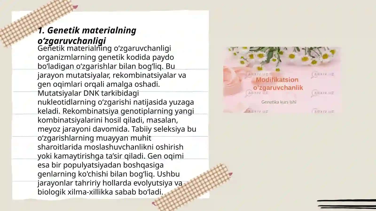 O‘zgaruvchanlik va Irsiyat 3