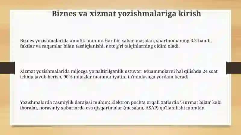 Biznes va xizmat yozishmalari 3
