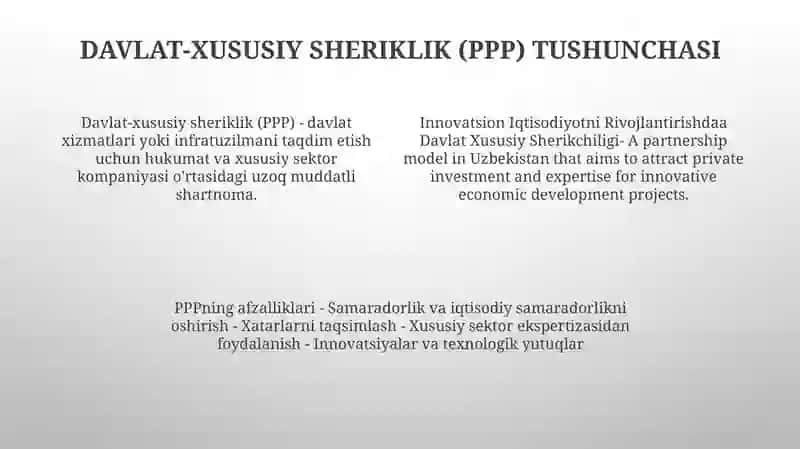 Davlat-xususiy sheriklik (PPP) 3