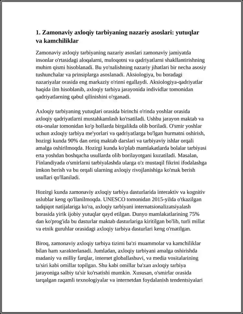 ZAMONAVIY AXLOQIY TARBIYANING YUTUQLARI VA KAMCHILIKLARI 3