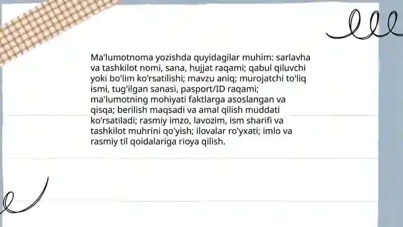 Ariza Ma'lumotnoma Bayonnoma Tilxat 3