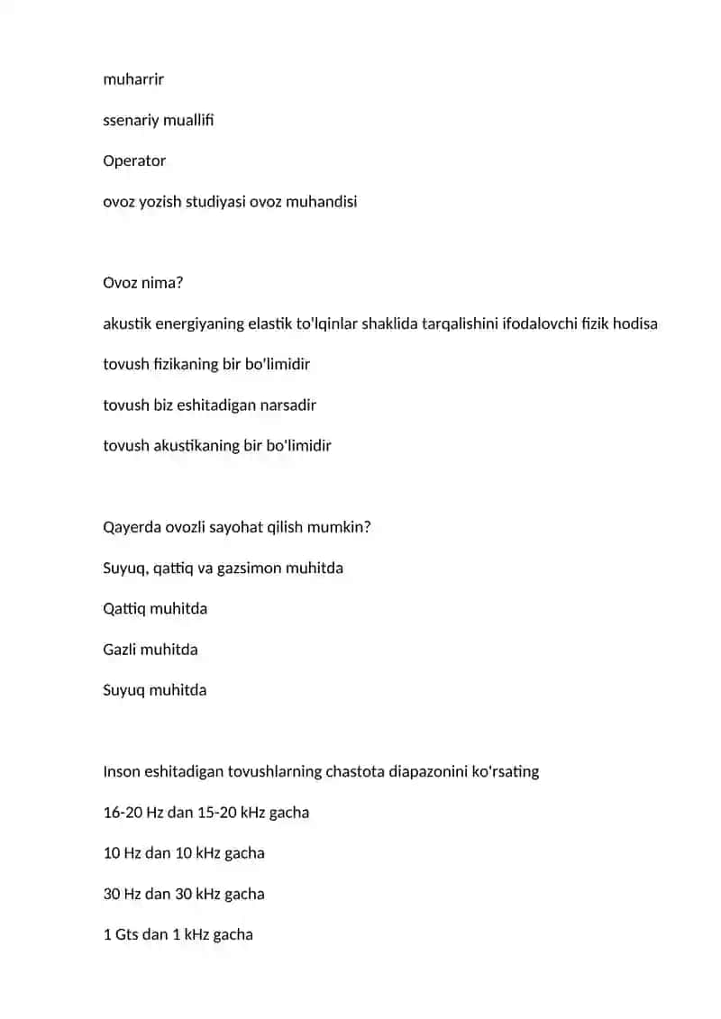 Televizion dasturlar, ssenariy va akustika 3