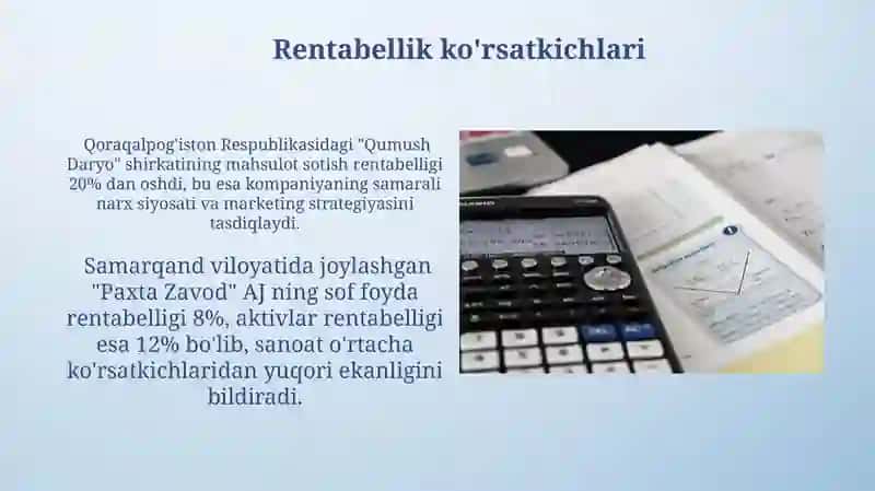 Rentabellik ko'rsatkichlari 3