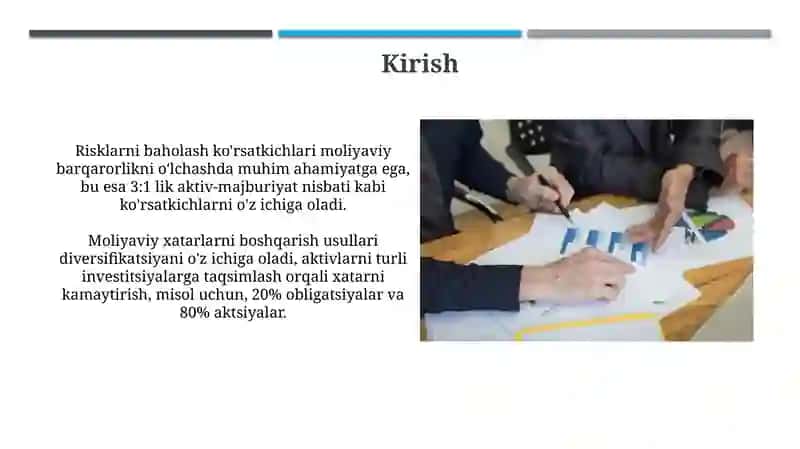 Moliyaviy risklarni baholovchi korsatkichlar, boshqarish va pasaytirish yo'llari 3