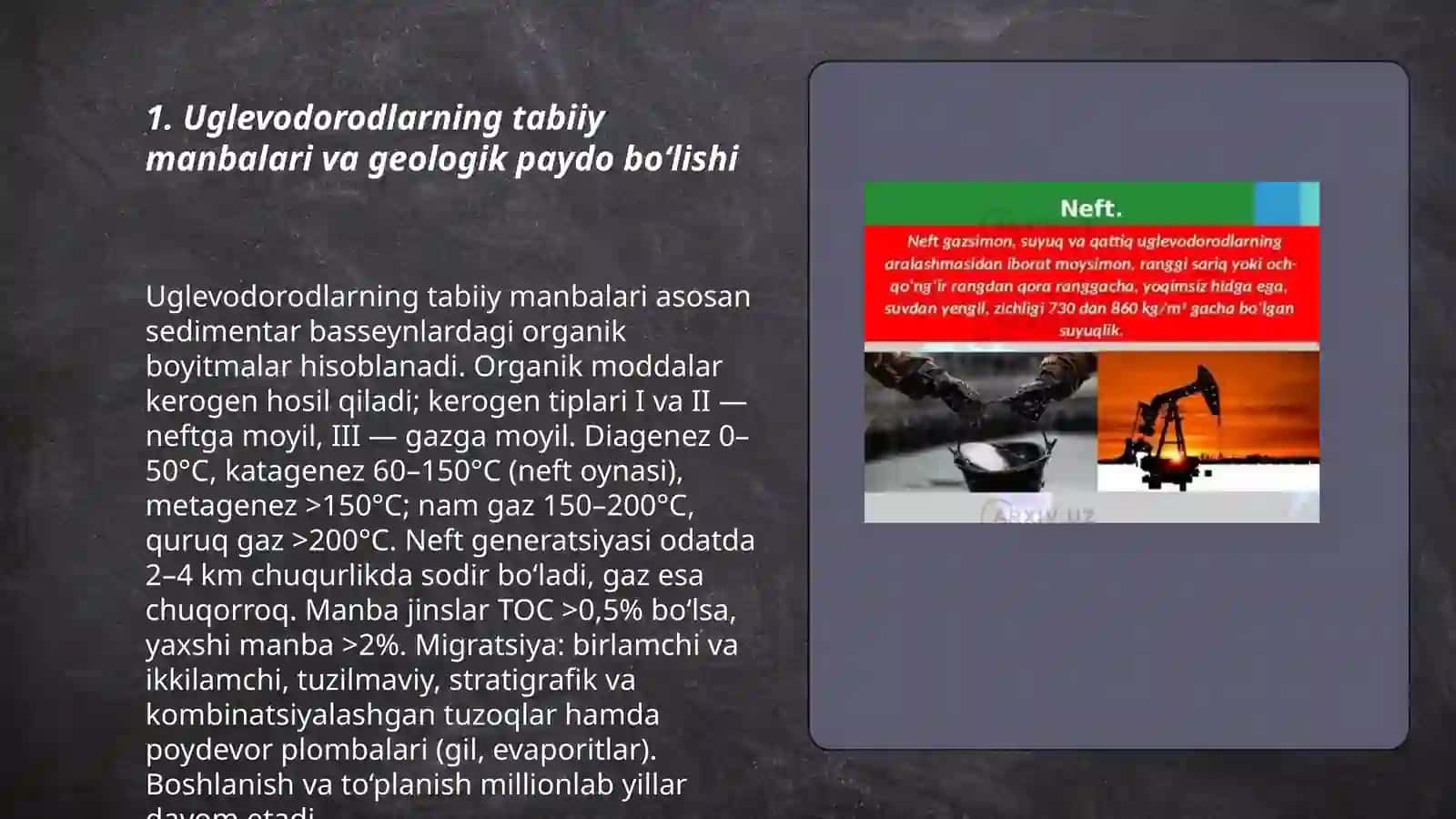 Uglevodorodlarning tabiiy manbalari va geologik paydo bo‘lishi 3