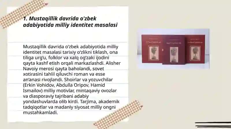 Mustaqillik davri o'zbek adabiyoti va jahon adabiyotidagi yangilanishlar 3