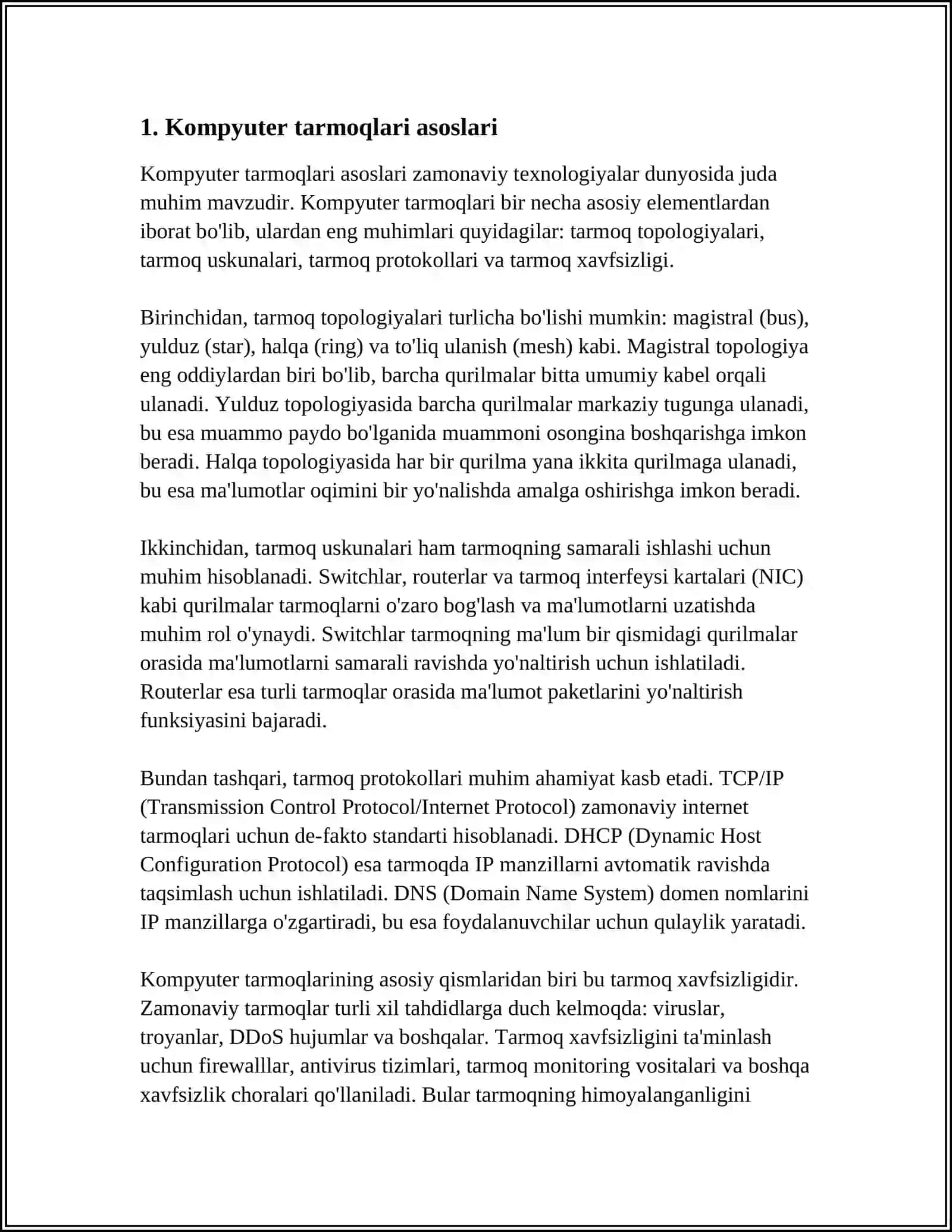 KOMPYUTER TARMOQLARINING TURLARI VA QULLANILISHI 3