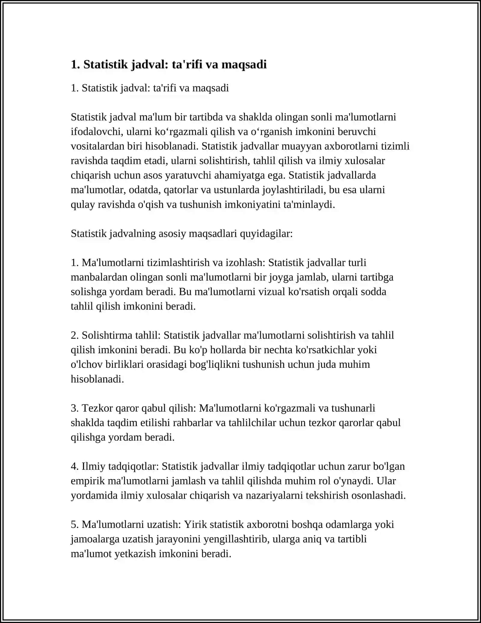 STATISTIK JADVALLAR VA ULARNING TURLARI 3