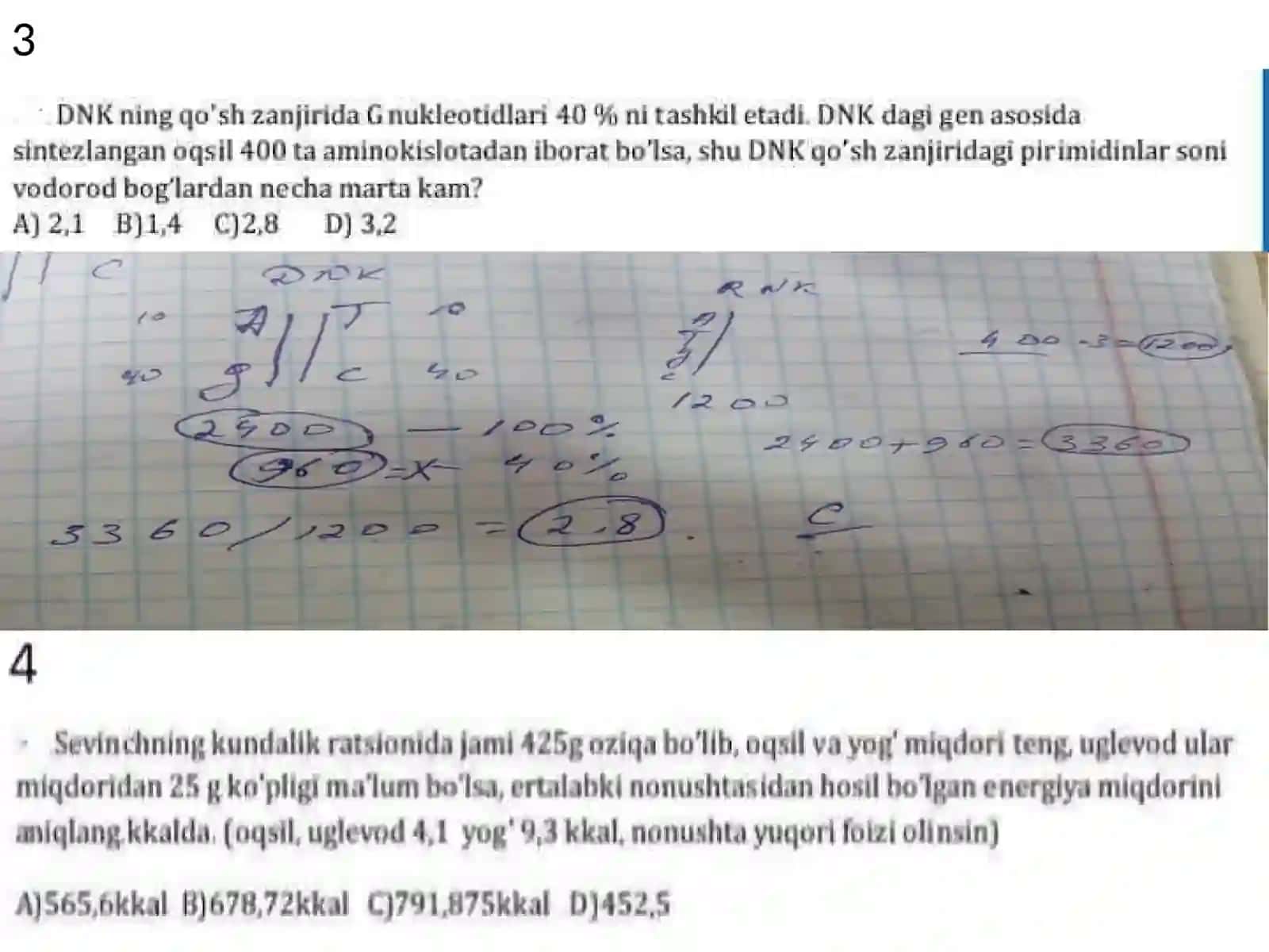 Biologiya fanidan test savollari 3