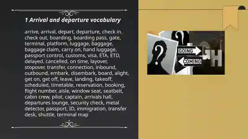 Arrival and Departure Vocabulary 3