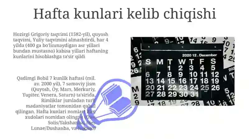 Rim kalendari va hafta kunlari 3