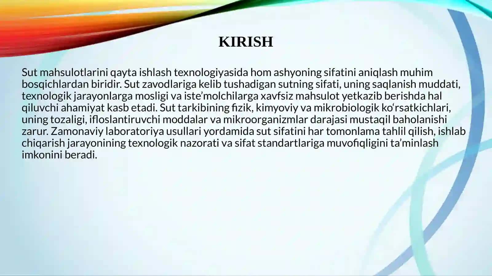 Sut zavodlariga hom ashyoning sifatini aniqlash 3