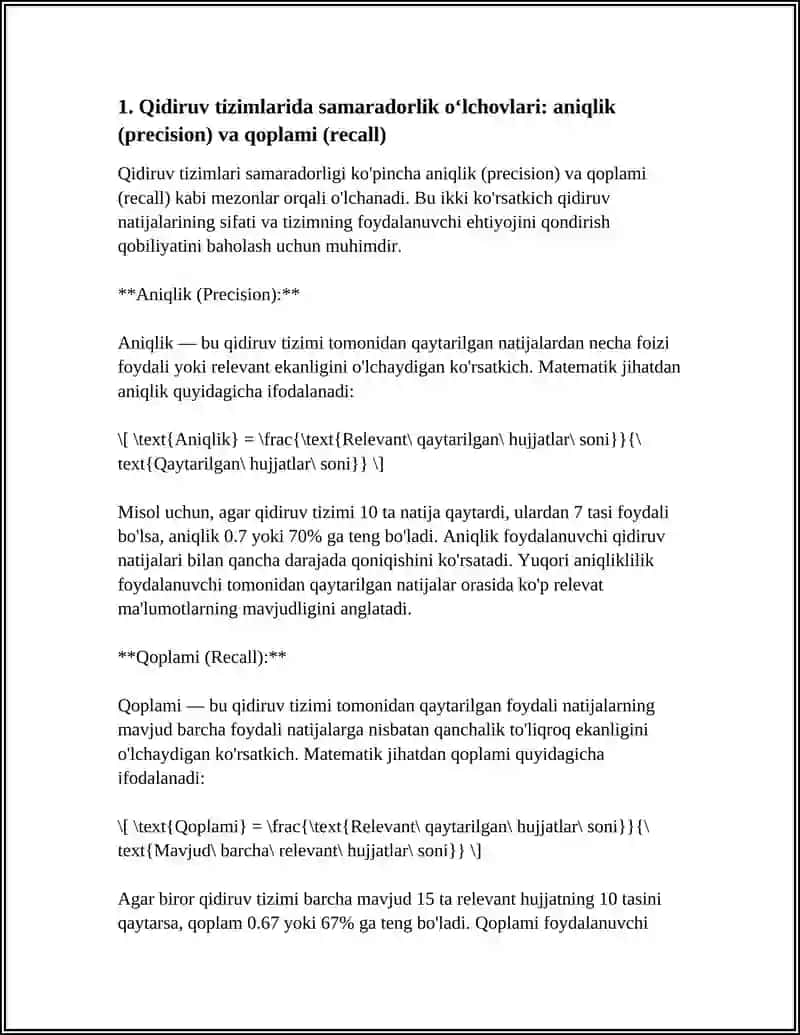 QIDIRISH USULLARI SAMARADORLIGI VA OPTIMALLASHTIRISH 3