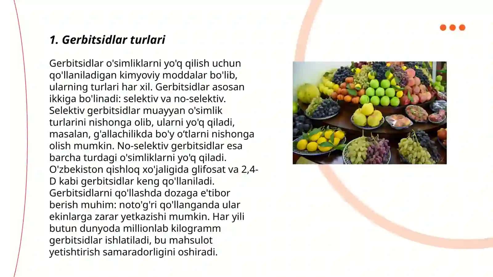 Savzavotlar va meva bogʻlarida qoʻllaniladigan gerbitsidlar 3