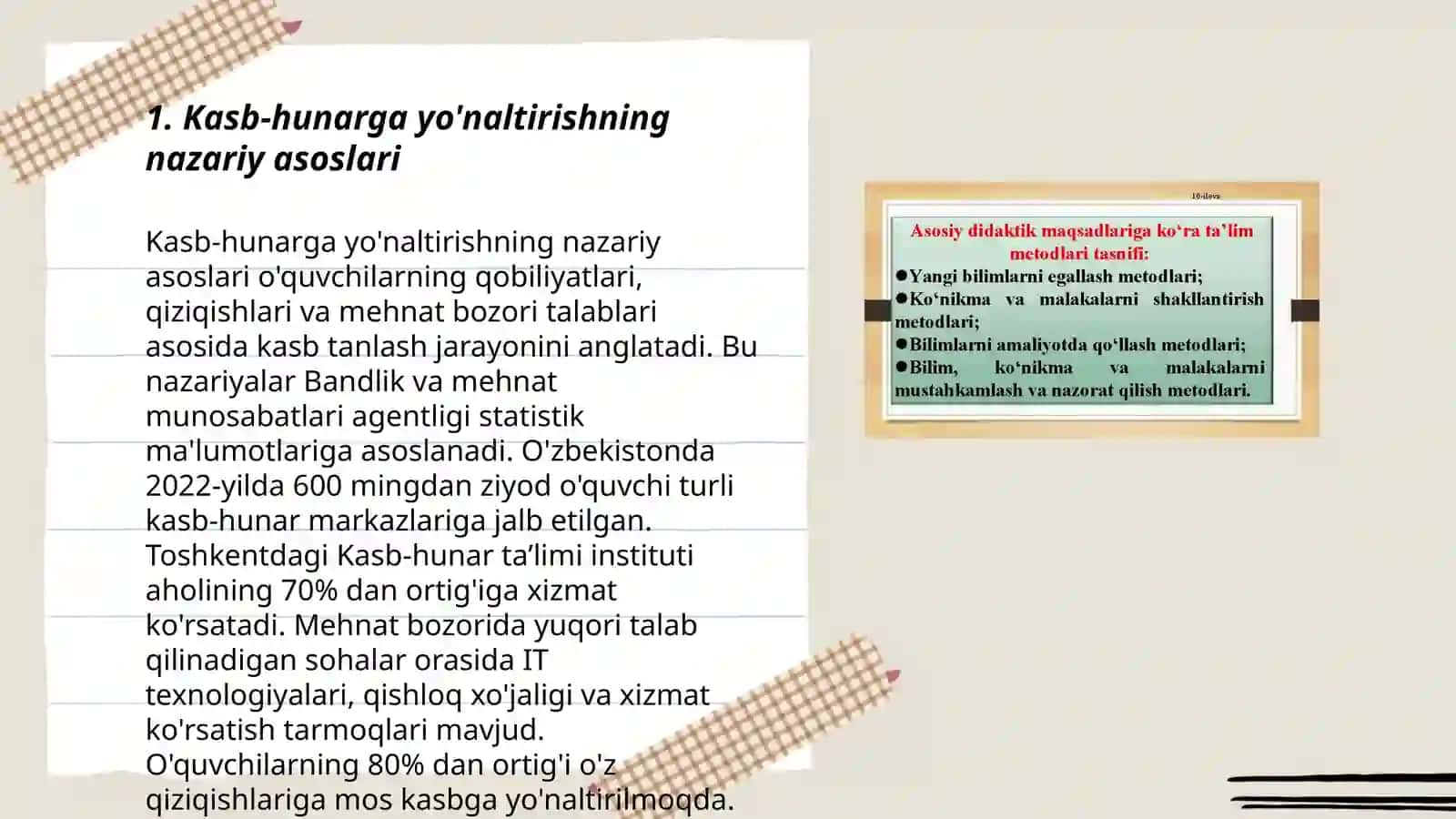 Kasb-hunarga yo'naltirish tamoyillari shakil va metodlari 3