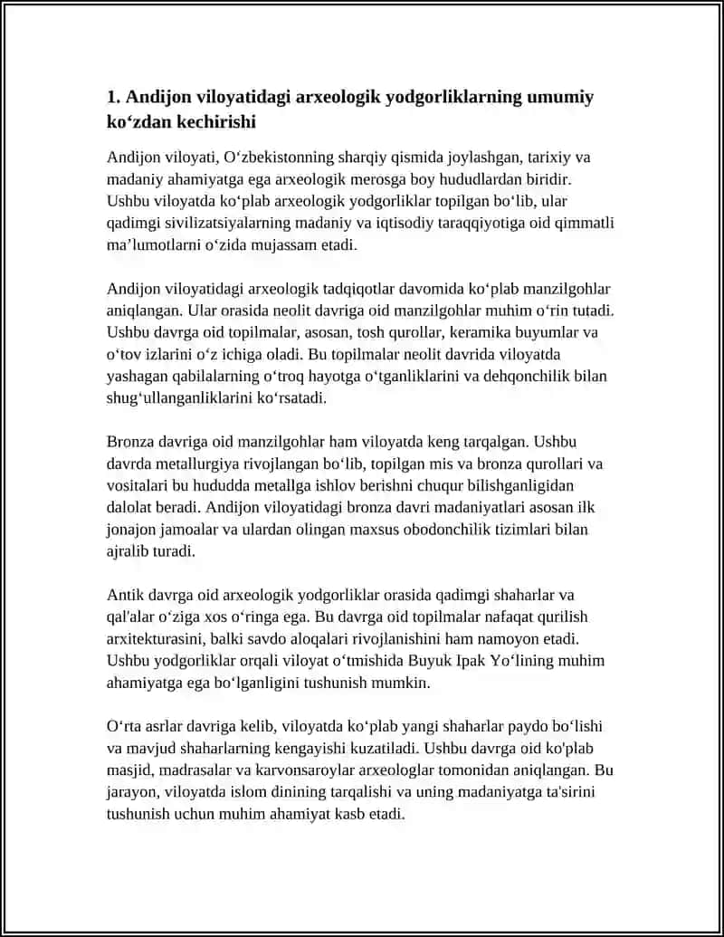 ANDIJON VILOYATI ARXEOLOGIK MANZILGOHLAR VA YODGORLIKLAR 3
