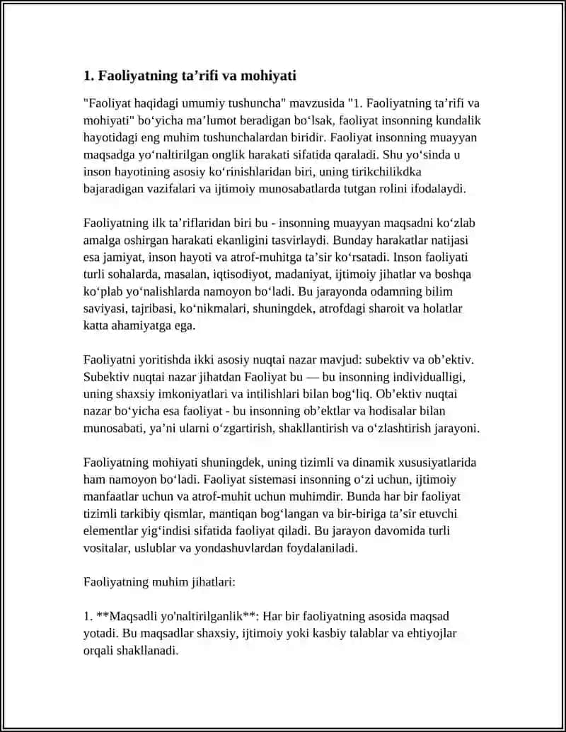 FAOLIYAT HAQIDA UMUMIY TUSHUNCHA 3