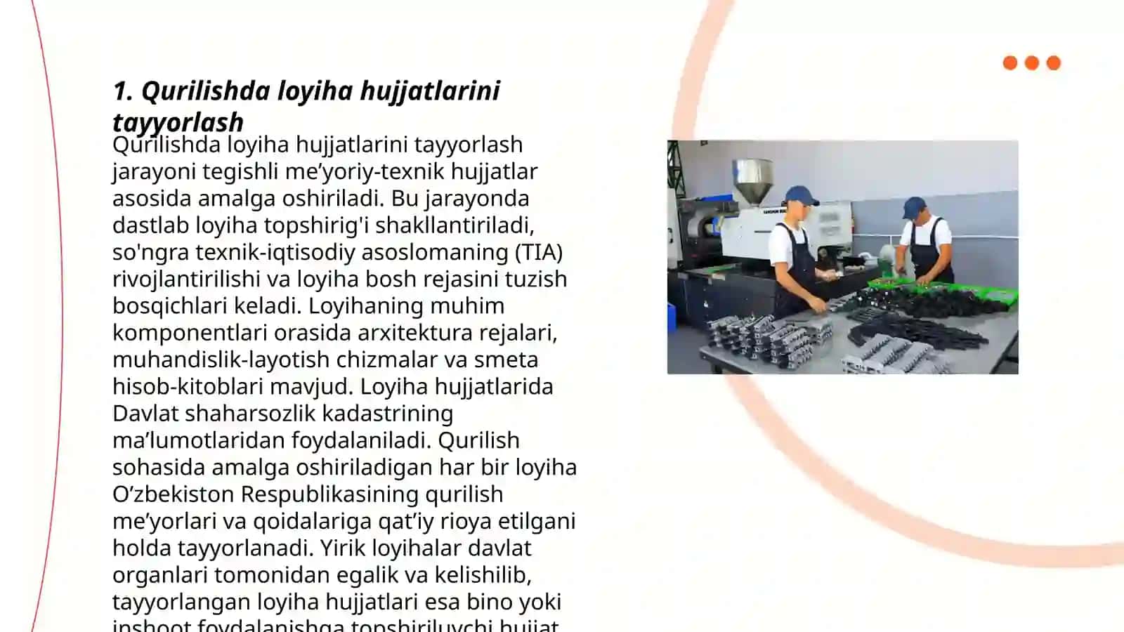 Qurilishda ishlab chiqarishini tayyorlash 3
