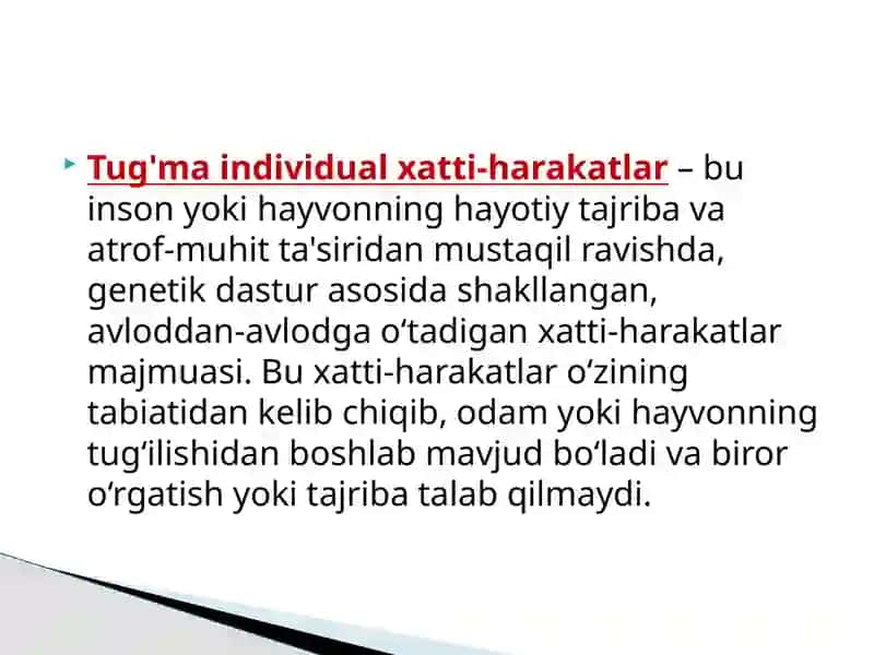 Tug'ma va individual hati-harakatlar 3