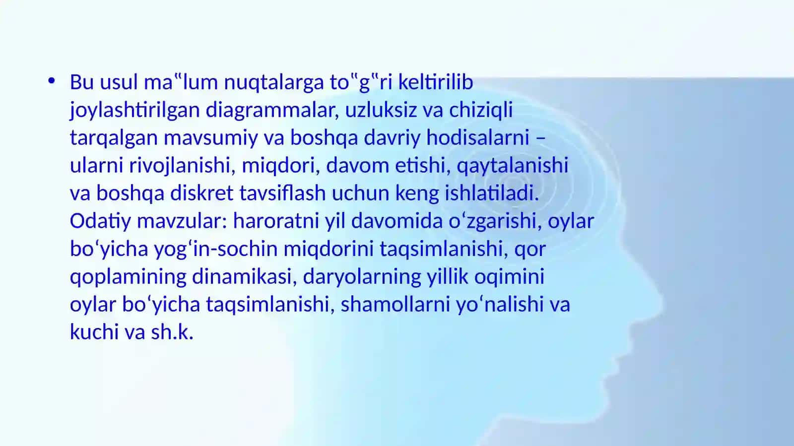 Belgilar usuli. Bir joyga tegishli diagrammalar usuli 3