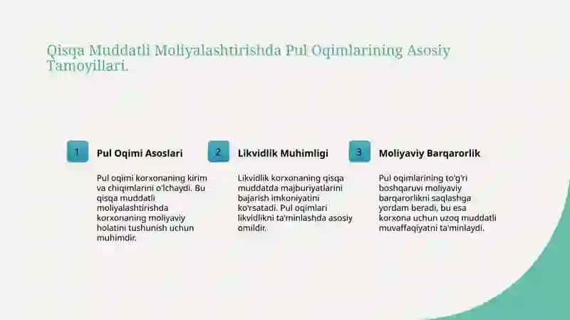 Qisqa muddatli moliyalashtirishda pul oqimlarining o’rni va ahamiyati 3