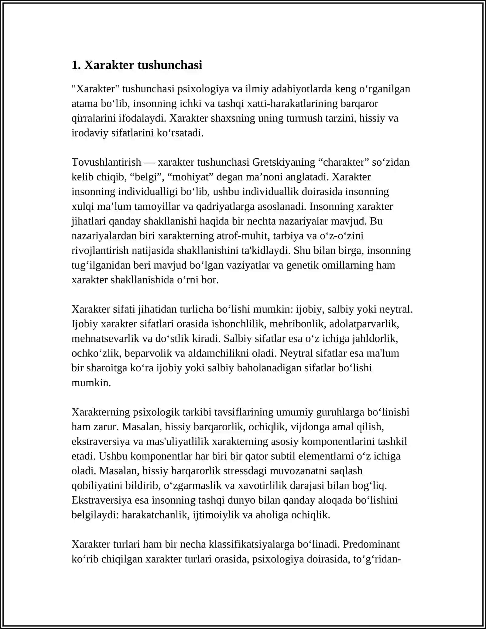 XARAKTER VA UNING XOSSALARI 3