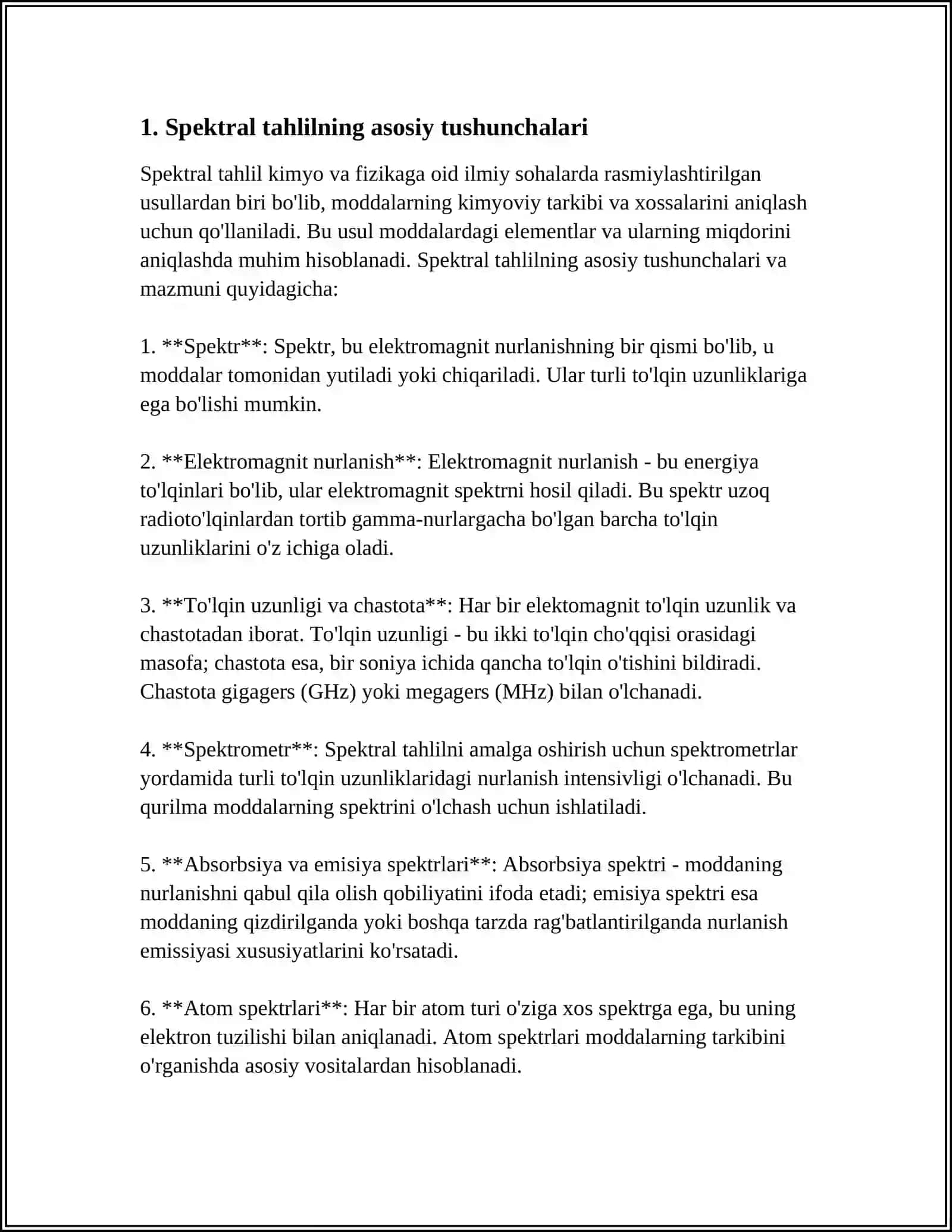 XAARA BAZISLARIDA SPEKTRAL ANALIZ ASOSLARI 3